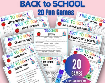 Terug naar school-spellenbundel, basisschoolspellen, ijsbrekers eerste schooldag, eerste schooldagactiviteit, spellen voor de middelbare school