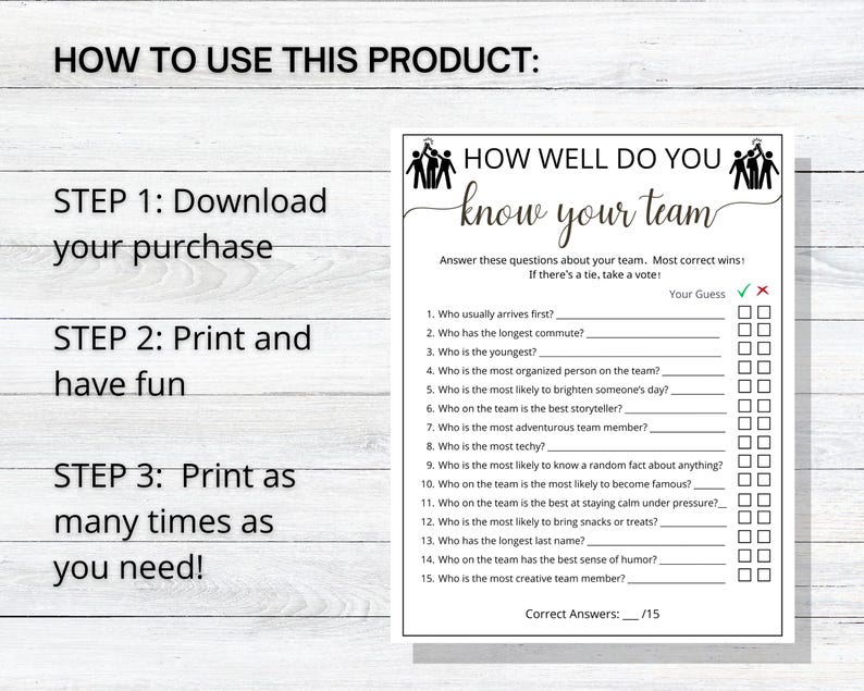 Team Building Games, How Well Do You Know Your Team, Coworker Activity