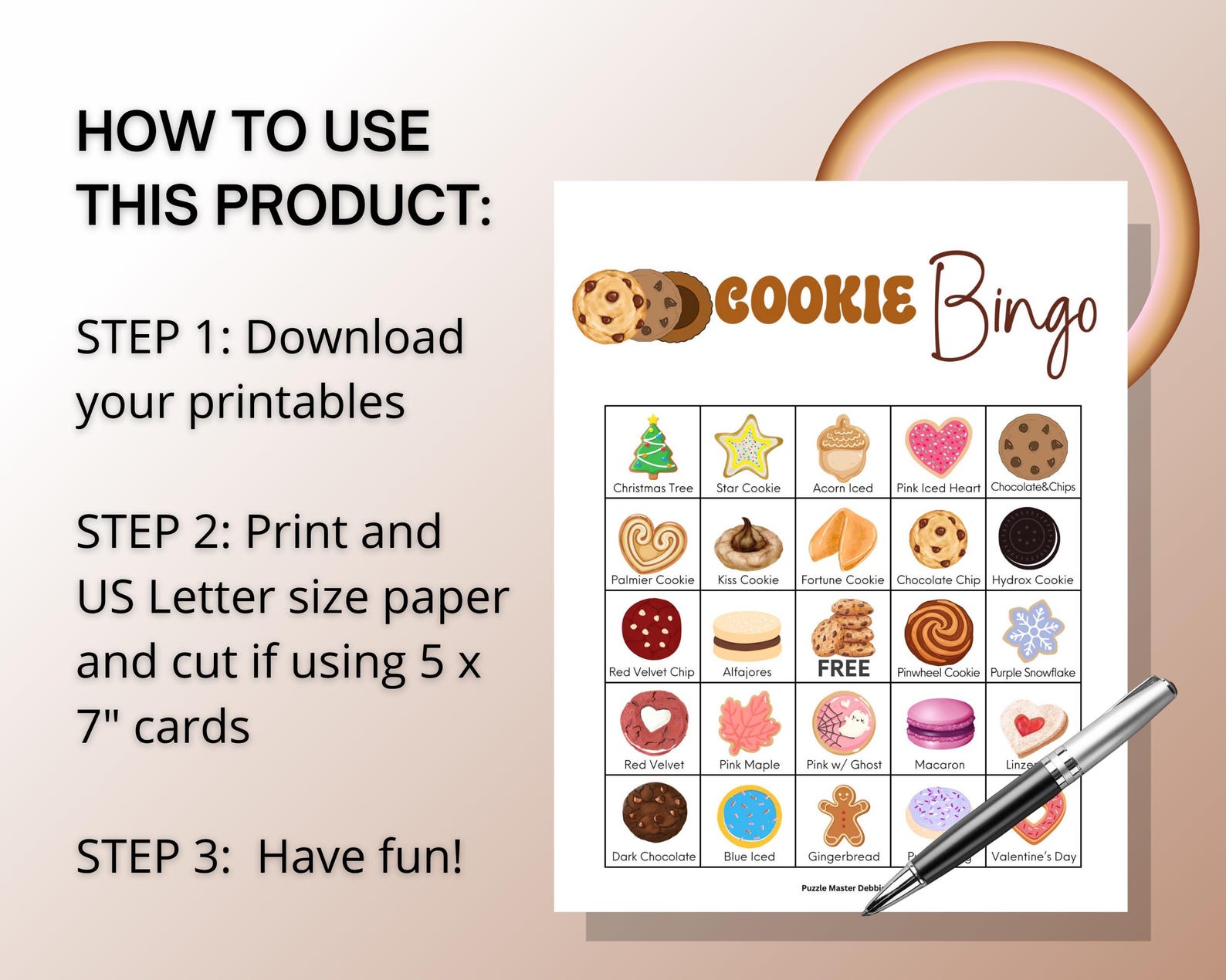 Cookie Raffle Cookie Bingo Game, Christmas Cookie Exchange Party Game, Cookie Baby ...