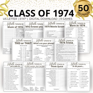 50th Reunion Party Games, Class of 1974 Game Bundle, 1974 Class Reunion Games, 50th Class reunion Games, High School Reunion,College Reunion
