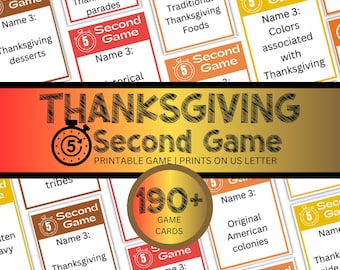 Thanksgiving 5 Second Game, Thanksgiving Activity For Kids and Adults,Thanksgiving Party and Classroom Game, Printable Thanksgiving Game