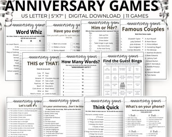 Wedding Anniversary Games, Married Couples Game, 1st Anniversary Games,Printable 11 Game Bundle, Couple Marriage Games,Date Night Games Gift