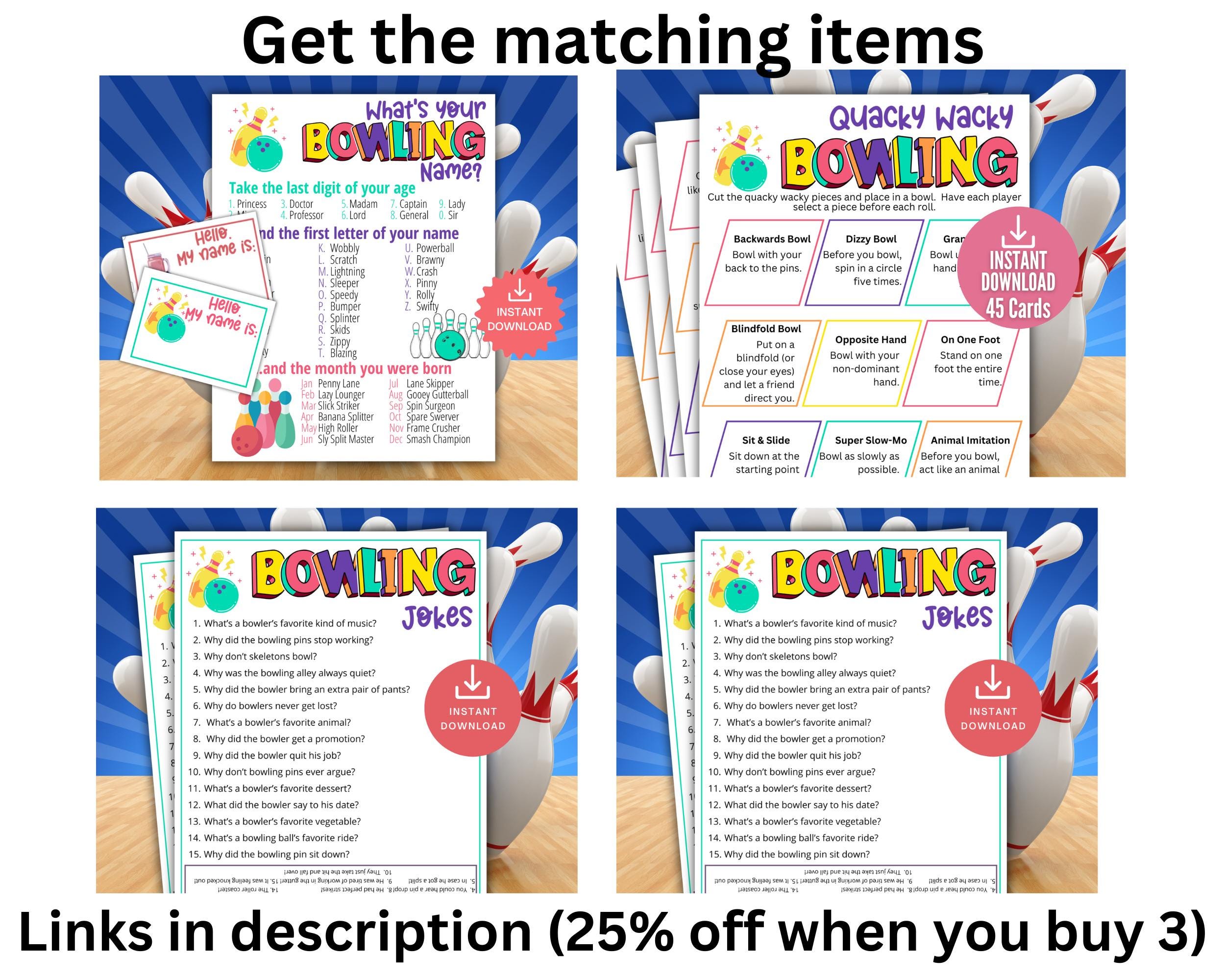 Bowling Jokes for Kids, Printable Bowling Game for Kids & Adults ...