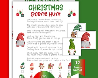 Christmas Gnome Scavenger Hunt, Gnome Treasure Hunt, Indoor Holiday Fun for Kids Toddlers,Indoor Scavenger Hunt,Daycare Preschool Activity