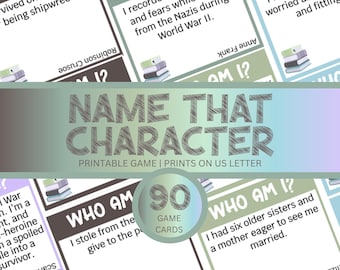 Book Club Who Am I Game, Name That Book Character Trivia, Name That Literary Character, Activity For Teensm Adults & Seniors,Classroom Fun