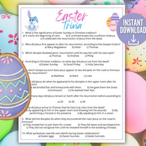 Easter Trivia Game, Easter Celebration Games, Easter Sunday Games, Printable Easter Egg Games,Easter Party Game,Family Game Day