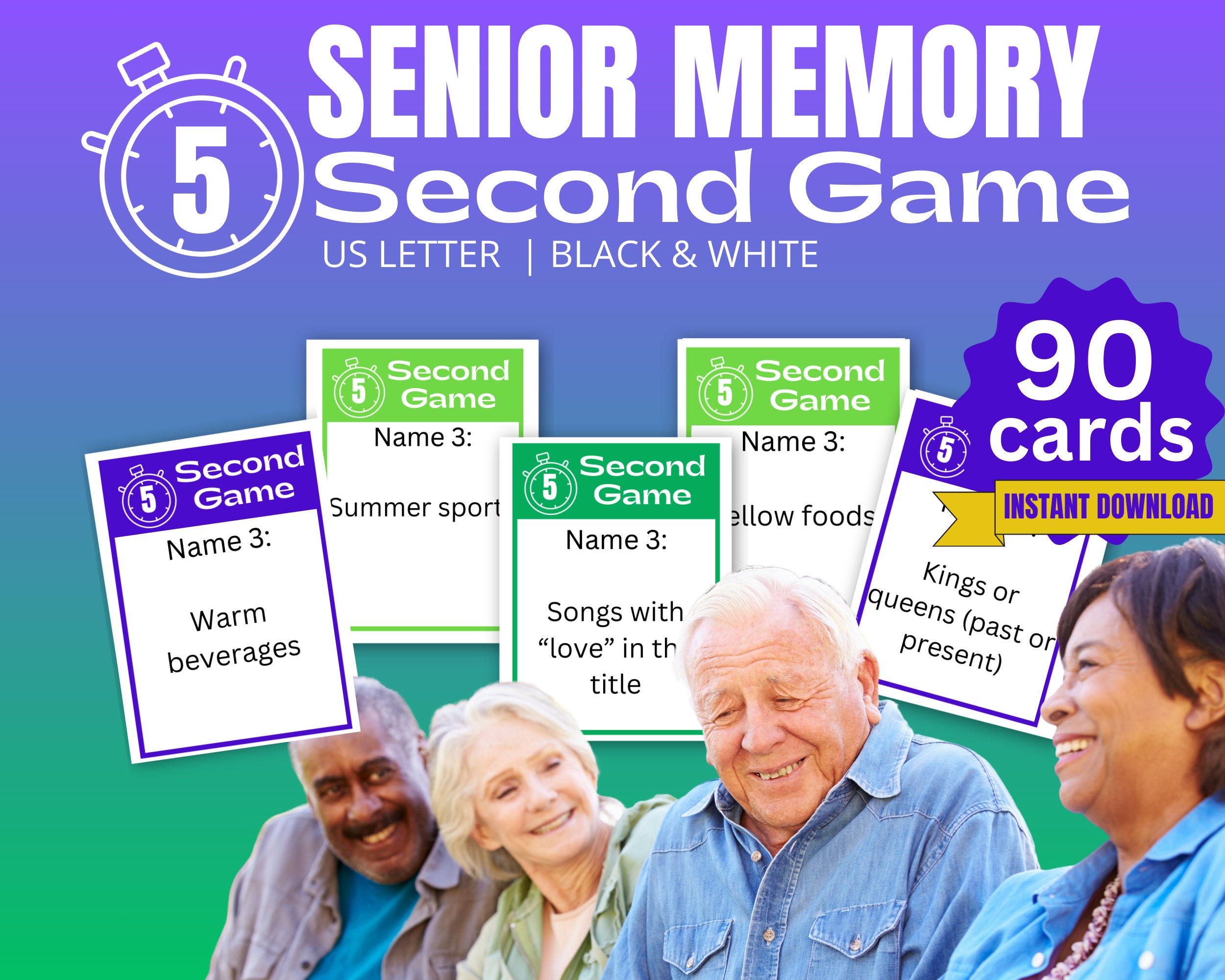 Senior 5 Second Game, Dementia Activity for Seniors, Memory Games for