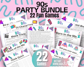 90s Party Game Bundle, Born in the 1990s, '90s Birthday Trivia Party Games,Retro Millennial Party Games,1996 Games,Back in the 90s Game Gift