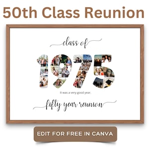 EDITABLE Custom 50th Class Reunion Sign, 50th Reunion Photo Collage, 1975 Photo Collage, 50 Year Reunion Personalized, Custom Picture Board