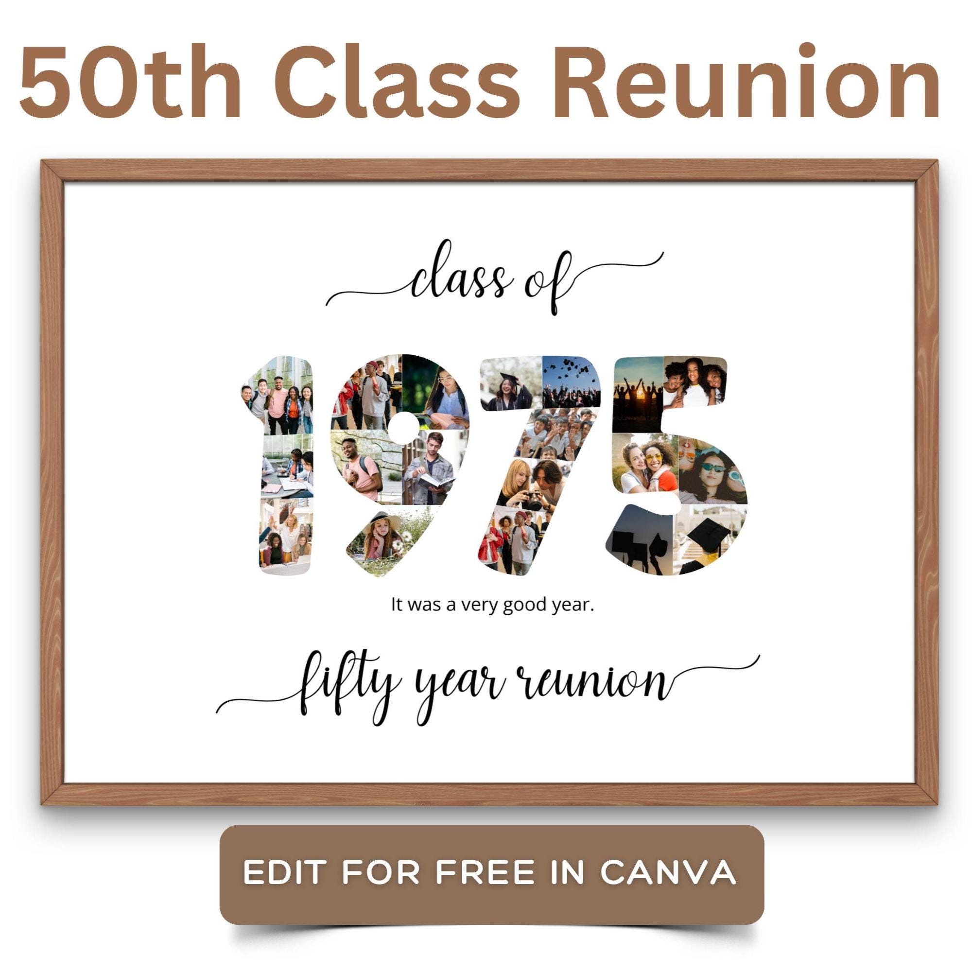 JOYMEMO 50 Year Class Reunion Banner - Blue 50th School Reunion Decor, Class Of 1975 Welcome Back Party