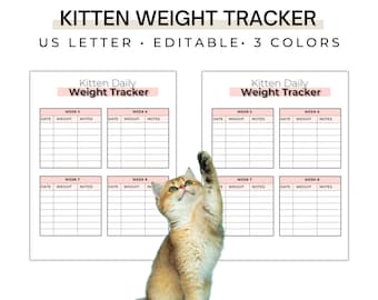 Kitten Weight Tracker Chart - Etsy