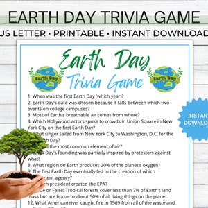 Earth Day Trivia Game, Earth Day Games, Classroom Activities, Save the Planet, Environmental Games for Kids and Adults
