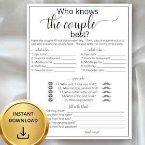 Wie kent het stel het beste, afdrukbaar verlovingsspel, wie kent de man en vrouw het beste, jubileumspel, quizspel voor koppels vrijgezellenfeest