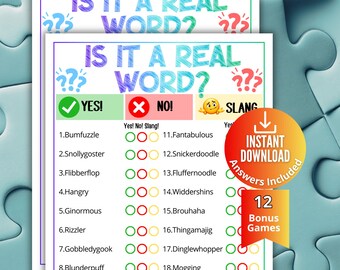 Weird and Wacky Word Trivia, Is it a Real Word Pop Culture Game, Printable Game for Adults & Seniors,Family Game Night,Funny Vocabulary Quiz