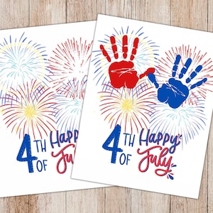 4th of July Handprint Art, 4th of July Activity, Handprint Art, Handprint Craft Keepsake, Preschool Activity, Fourth of July, Printable PDF