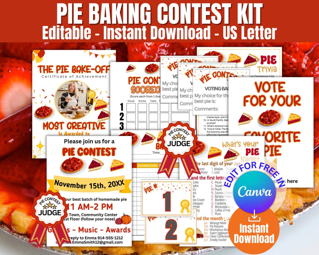 Editable Pie Baking Contest Kit, Pie Bake-off Competition,contest Flyer ...