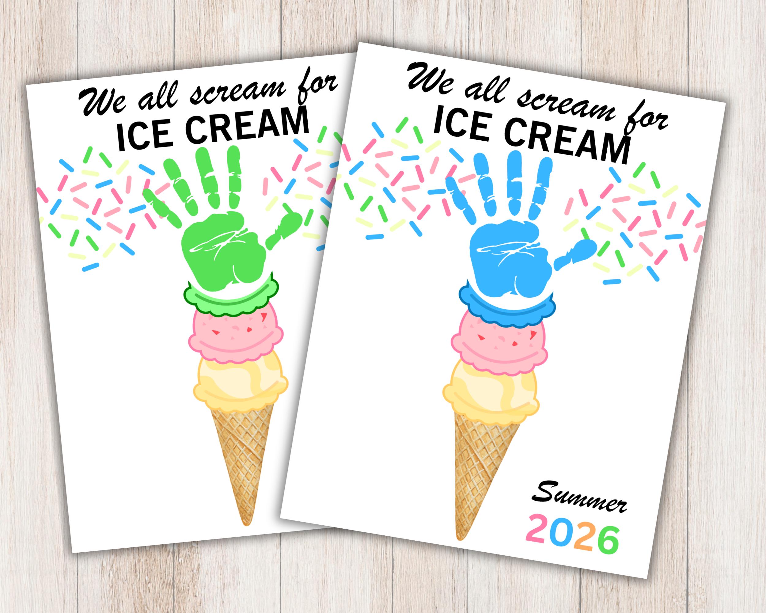 Ice Cream Handprint Craft for Kids, Summer Craft, Handprint Art