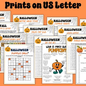 Halloween Games, Halloween Party Game Bundle, Classroom Halloween Activity, 60 Fun Printable Halloween Games for Adults, Teens and Kids image 6