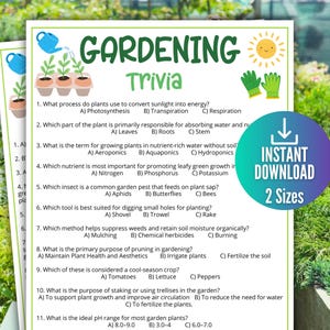 Gardening Trivia Game, Spring Season Quiz, Spring Time Game for Adults, Family Game Night activity, Gardening Party Games, Green Thumb Club