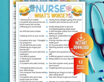 Nurse Pop Culture Trivia Game,What's Worse Quiz,Hilarious Conversation Starter Game for Nurses and Medical Staff,Nurse Appreciation Week Fun