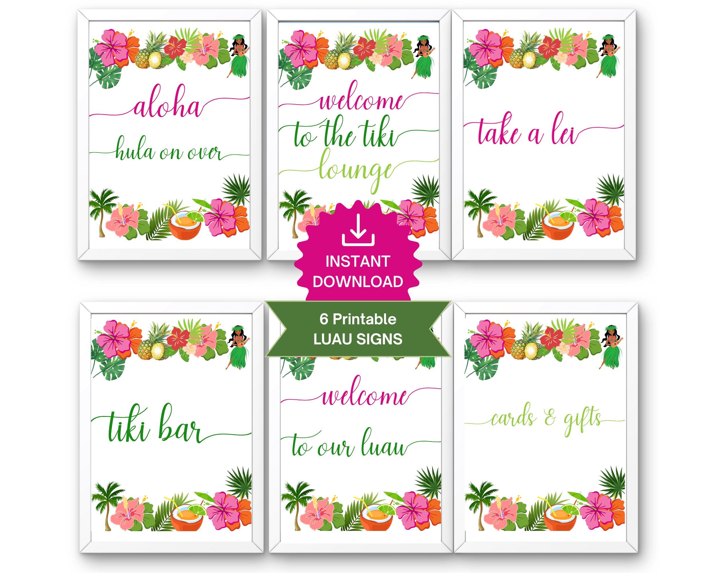 Hawaiian Luau Signs, Kids Tropical Birthday Party, Hawaiian Baby Shower ...