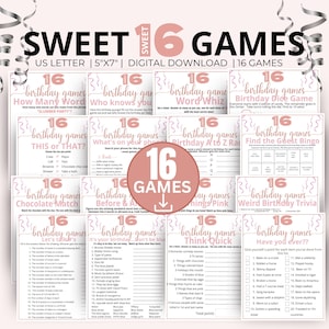 Sweet 16 Birthday Games, 16th Birthday Party Games, Born in 2009 Game Bundle, Sweet Sixteen Birthday Games, Teen Activities Printable Bundle