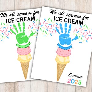 Ice cream Handprint Craft for Kids, Summer Craft, Handprint Art,Handprint Craft Keepsake,National Ice Cream Day,Spring Daycare Printable PDF
