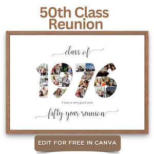 EDITIERBARE Benutzerdefinierte 50er Klassentreffen Zeichen, 50er Jahre Wiedersehens-Fotocollage, 1976 Fotocollage, 50-jähriges Wiedersehen personalisiert, benutzerdefinierte Bildtafel