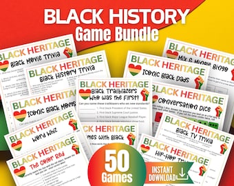 Black History Game Bundle, Black Heritage Month Games, African American Trailblazers, Iconic Black Culture,Black Pop Culture Music Movies TV