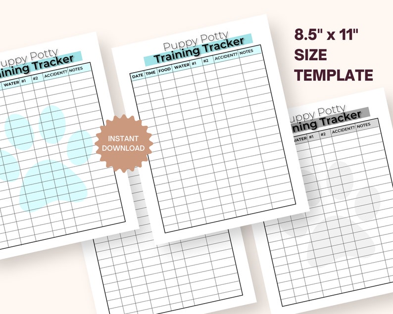 Puppy Potty Training Tracker Printable PDF Etsy
