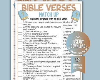 Bible Verse Match Game,Bible Scripture Trivia for kids, teens adults,Sunday School Bible Quiz,Old & New Testament Guessing,Church Lesson BB1