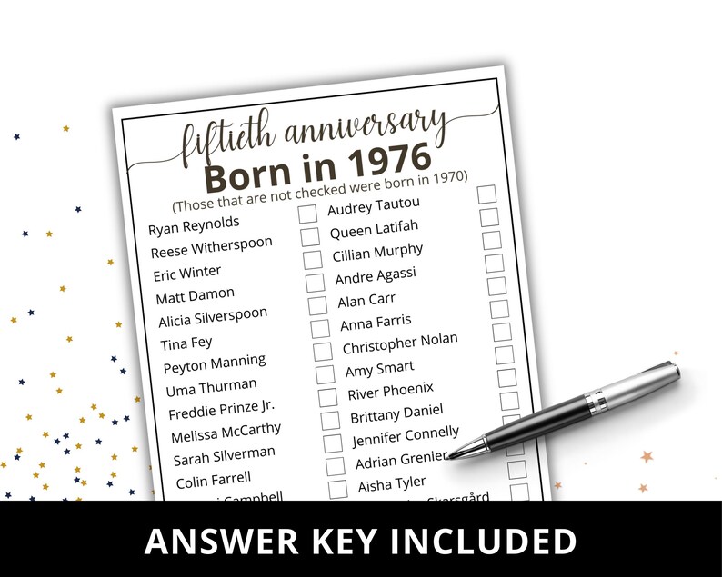 50th Wedding Anniversary Games, Married in 1978 Game, 1976 Golden Anniversary Games, 50th Anniversary Gift, Printable 16 Game Bundle Gift image 4