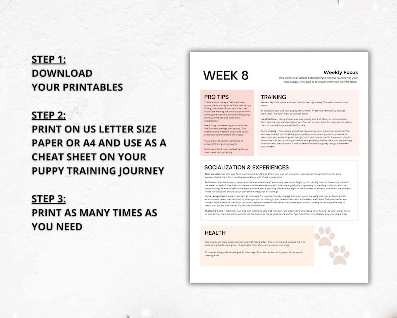 Dog Training Cheat Sheets, Best Selling Dog Training Handbook,Puppy Training for new Puppy & Dog owners,Dog training potty log,Printable PDF image 4