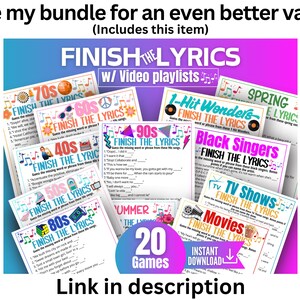 70s Finish the Lyrics Trivia Game, Printable Seventies Music Game for Kids Teens Adults,1970s Activity, Ideas for Seniors,1970s Trivia Party image 10