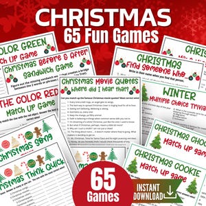 Christmas Game Bundle, Christmas Gift Exchange Games, Christmas Movie Quote Trivia,Xmas Song Quiz,Holiday Office Party Game,Friendmas Family