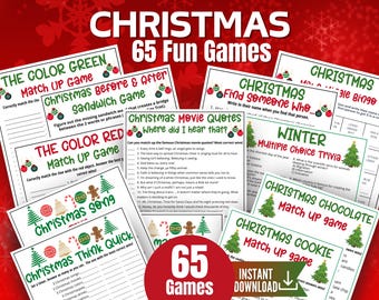 Christmas Game Bundle, Christmas Gift Exchange Games, Christmas Movie Quote Trivia,Xmas Song Quiz,Holiday Office Party Game,Friendmas Family
