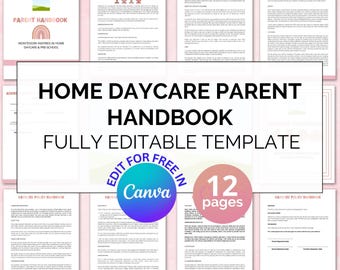 Daycare Parent Handbook, Editable Daycare Handbook Template, Childcare Policy and Procedure, In-Home Daycare,Preschool Handbook Policies PDF