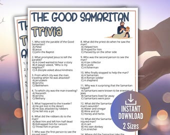 Das barmherzige Samariter-Trivia-Spiel für Kinder, Sonntagsschulbibelspiele, neutestamentliche Aktivität, Kirchen-Spendenaktionsspiel, Hausschulbibelstunde BB1