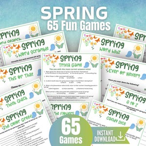 Spring Trivia Game Bundle, 65 Printable Spring Games for Kids & Adults,Classroom Spring Activity,Spring Party Idea,Spring ideas for Teachers