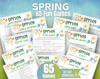 Pacchetto di giochi a quiz sulla primavera, 65 giochi primaverili stampabili per bambini e adulti, attività primaverili in classe, idee per feste primaverili, idee primaverili per insegnanti