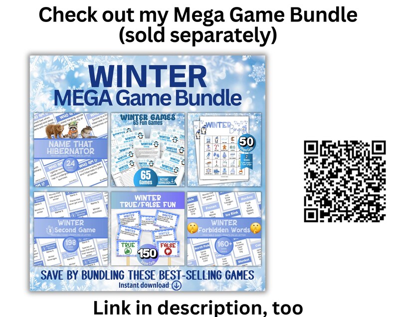 Winter Trivia Game Bundle, 65 Winter Solstice Holiday Games,Winter Party Game, Christmas Family Game,Wintertime Printable,Snow day activity image 13