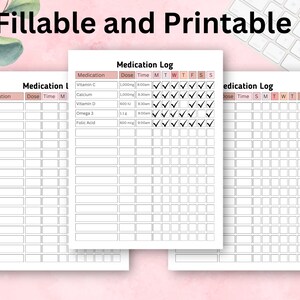 Editable Medication Log,printable Supplement Tracking Sheet,medication ...