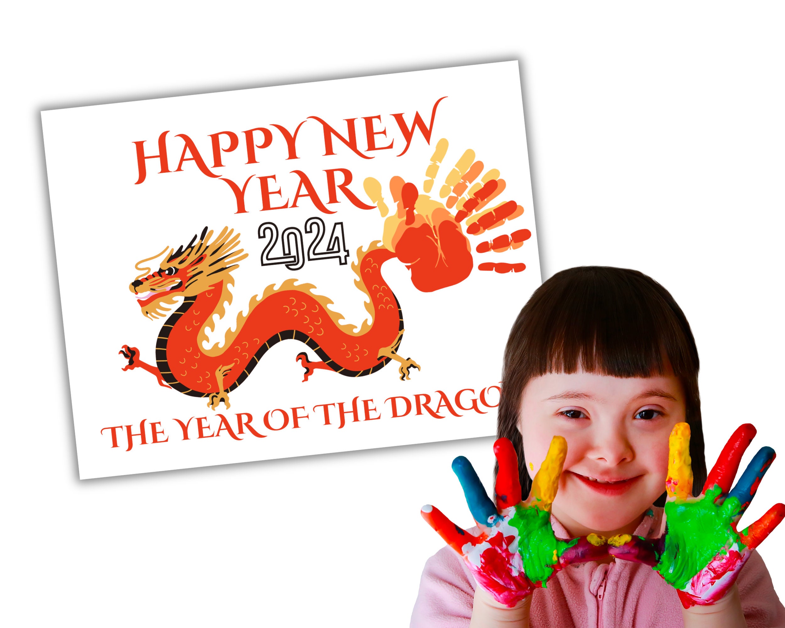 Lunar New Year Handprint Craft, Chinese New Year Handprint Art, Year of