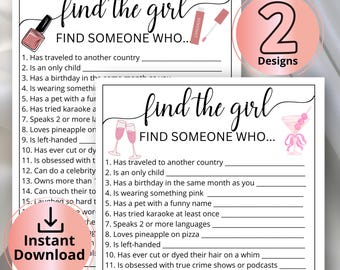 Gioco per una serata tra ragazze, rompighiaccio "Trova la ragazza", gioco per una serata tra ragazze, gioco stampabile per una serata tra ragazze per adulti, attività per baby shower e compleanno