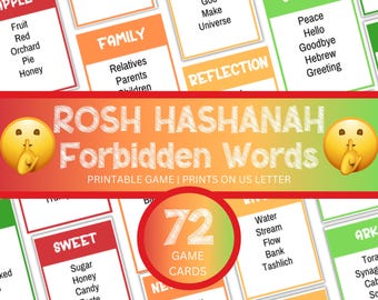 Rosh Hashanah Forbidden Words Game, Jewish New Year Activity For Kids & Adults, Rosh Hashanah Party and Classroom Game,Printable Jewish Game