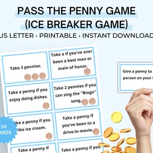 Pass the Penny Game, Elderly Game, Dementie Games, Ice Breaker Games, Conversation Starter Cards, Seniorenactiviteit