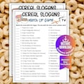 Cereal Slogan Trivia Game, Ad Slogan Match Up Quiz, Printable TV Commercial Game for Kids & Adults,Family Game Movie Night, Office Party Fun