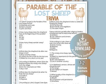 The Parable of the Lost Sheep Trivia Game for Kids,Sunday School Bible Games,New Testament Activity,Bible Lesson,Church Fundraiser Game,SBB1