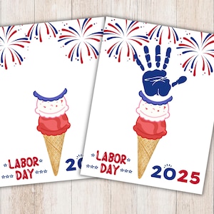 Arte con le impronte delle mani per il Labor Day, attività per il Labor Day, arte con le impronte delle mani, lavoretto con le impronte delle mani, attività per l'asilo nido, stampabile patriottico