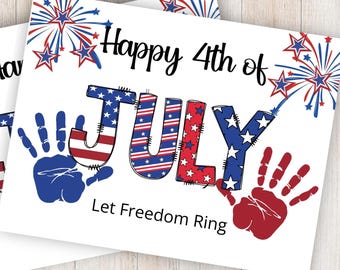 4th of July Handprint Art, 4th of July Activity, Handprint Art, Handprint Craft Keepsake, Preschool Activity, Fourth of July, Printable PDF